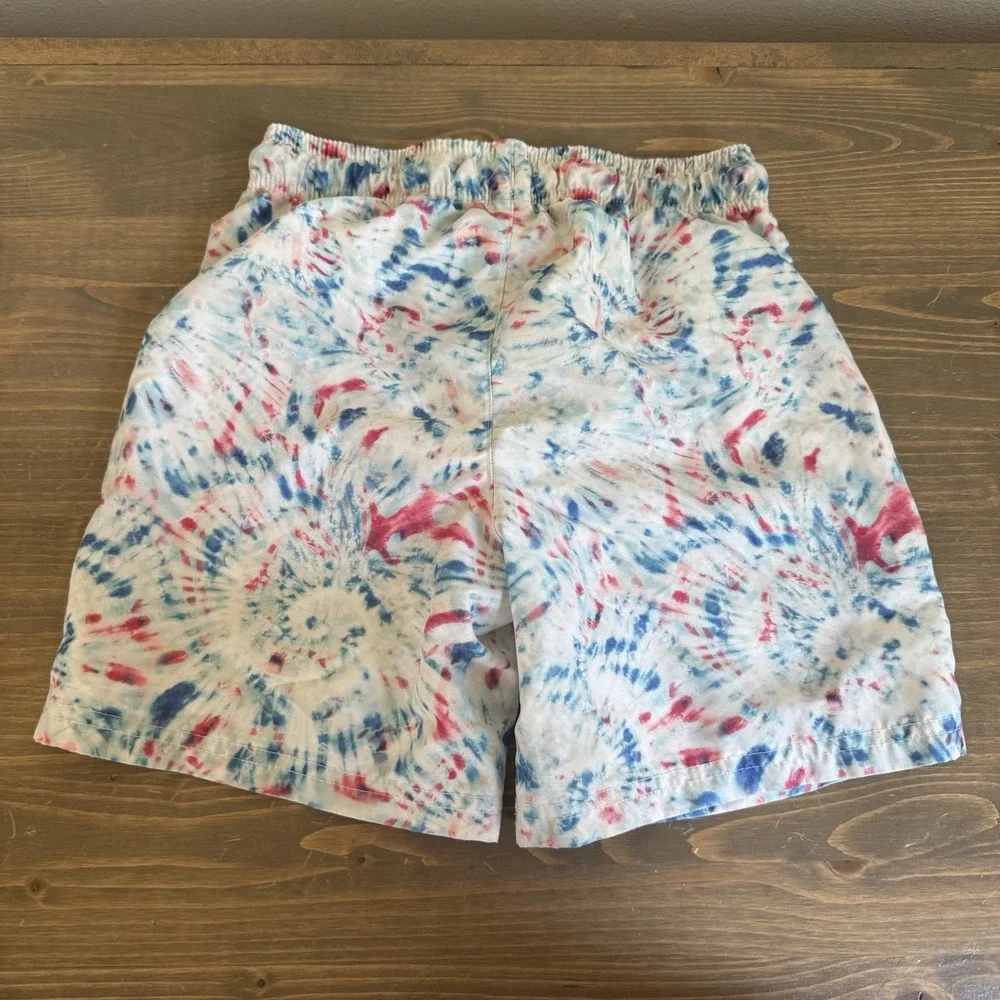 Cat & Jack Boys Red White Blue Tie Dye Swim Trunks Shorts Summer Pool